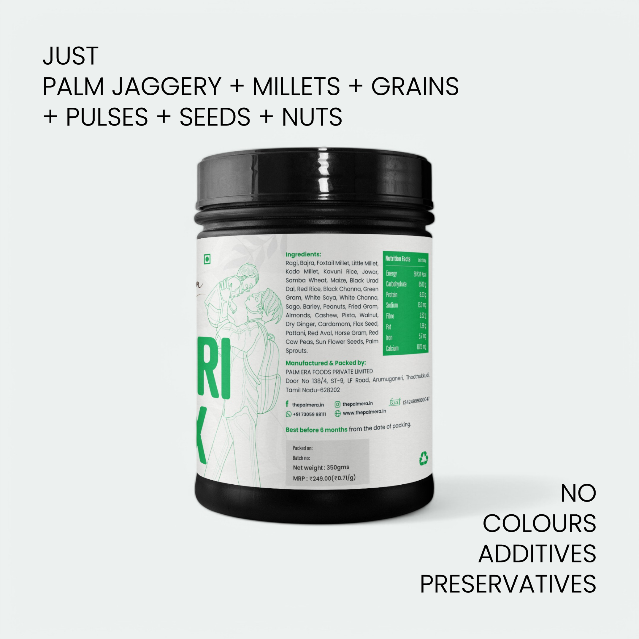 Nutri Mix multigrain powder with palm jaggery, grains, seeds, and nuts