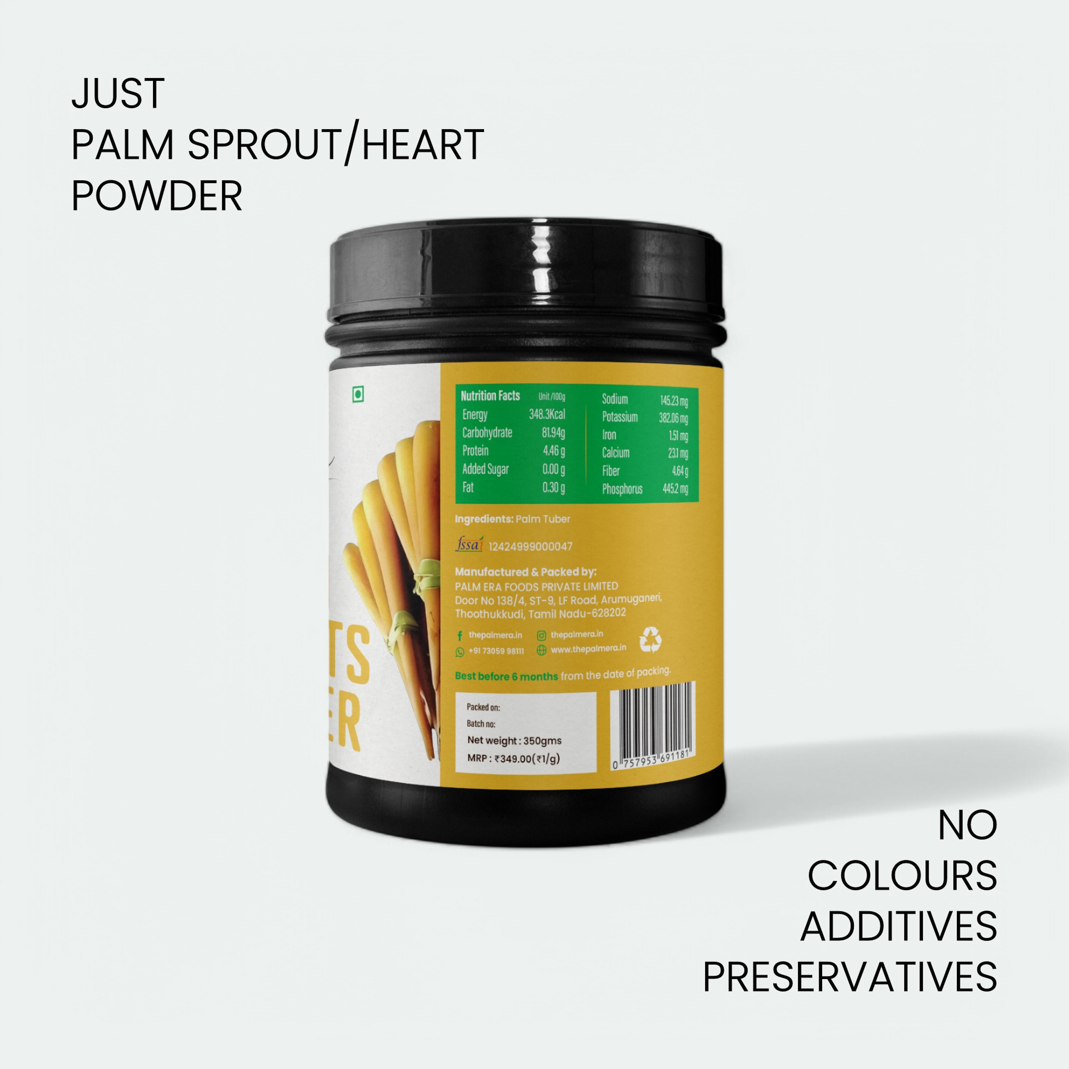 Palm sprouts heart powder – no additives