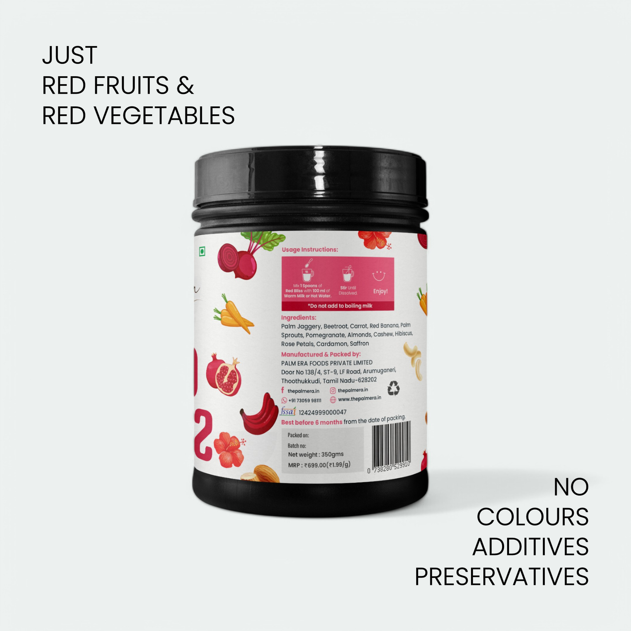 Red Bliss supplement made from red fruits and vegetables – no preservatives or additives