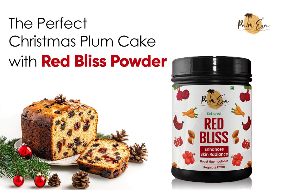 The perfect christmas plum cake with red bliss powder