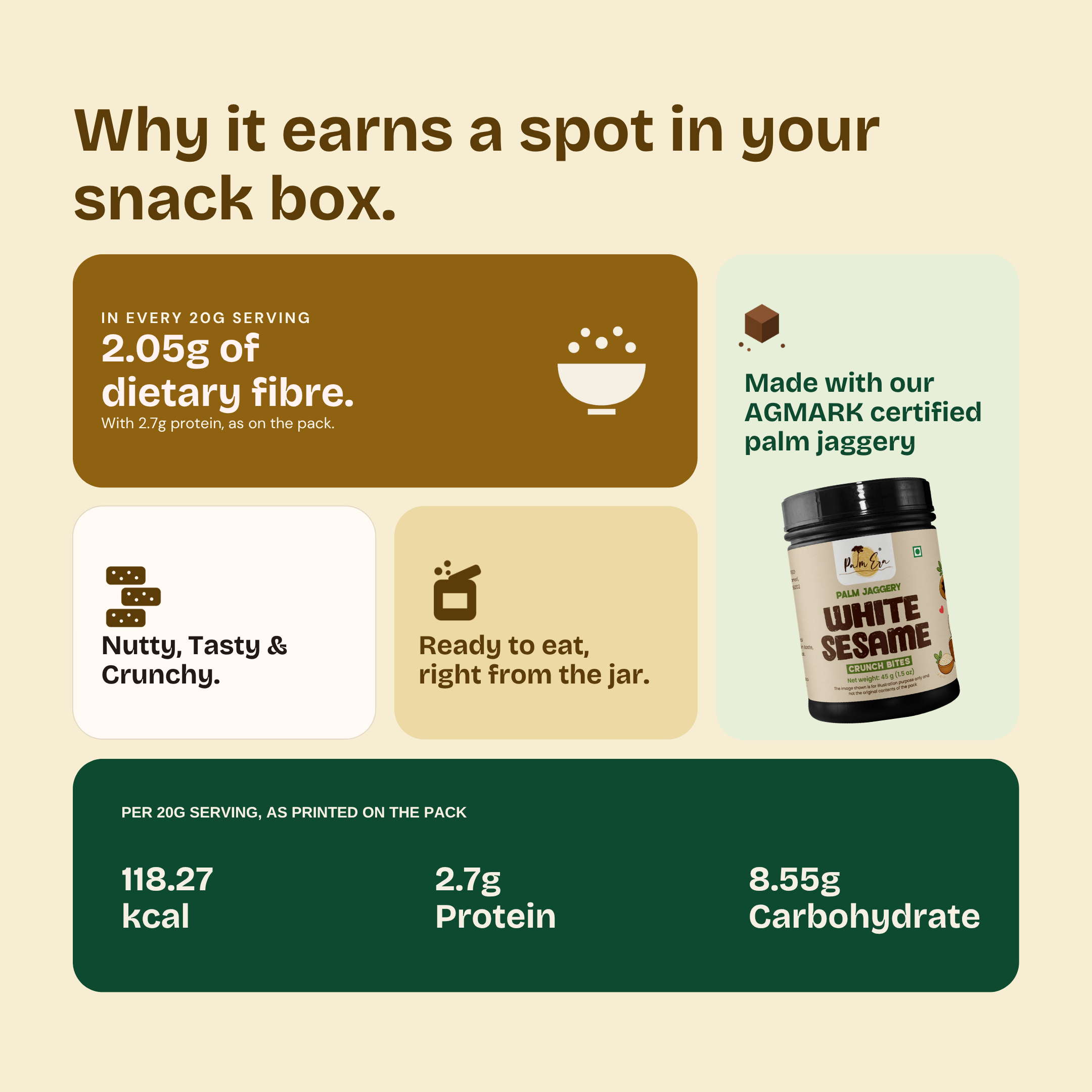 White Sesame Crunch Bites (45g x 4 Pack)