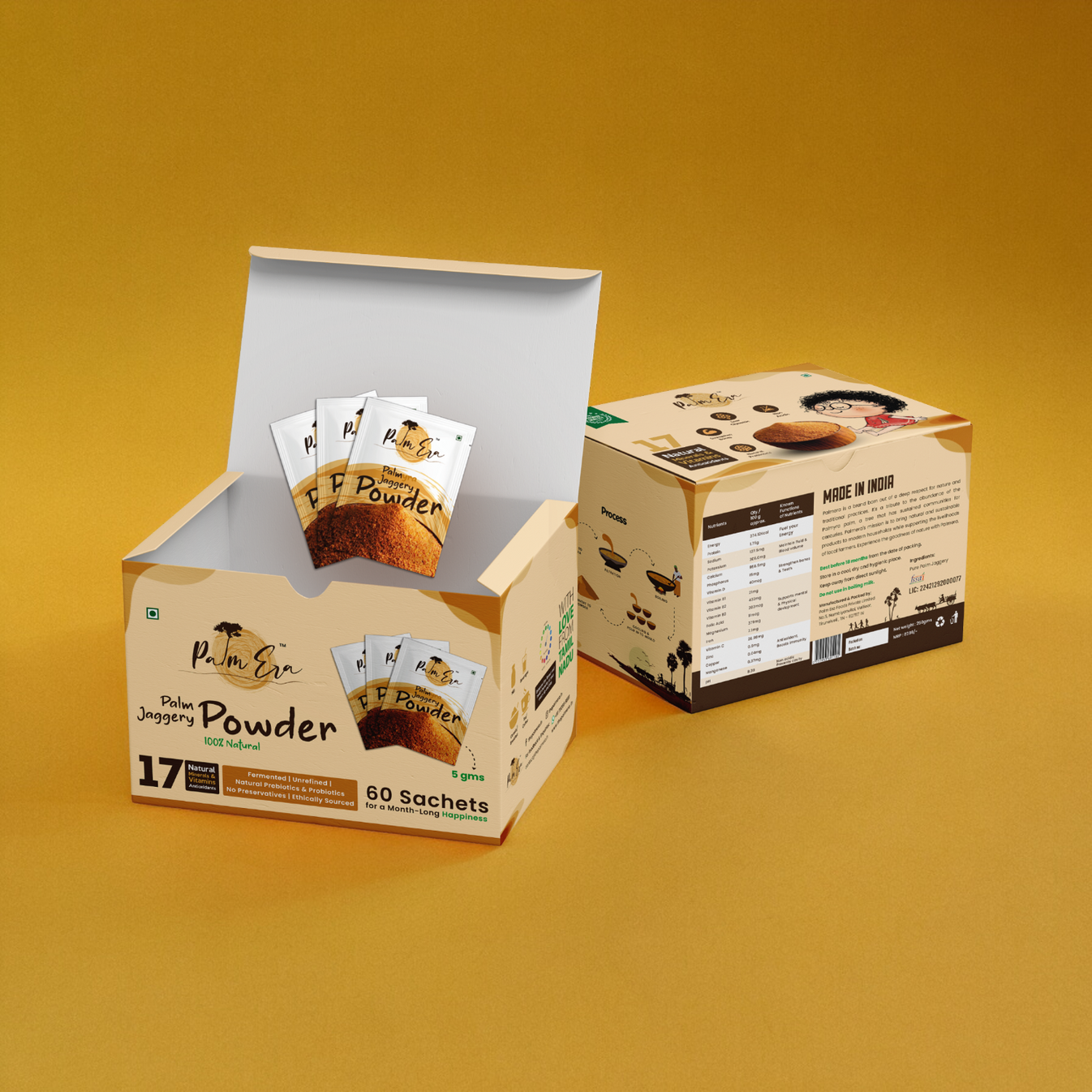 Buy Palm Jaggery Powder Sachets 100 Natural Sweetener Palm Era