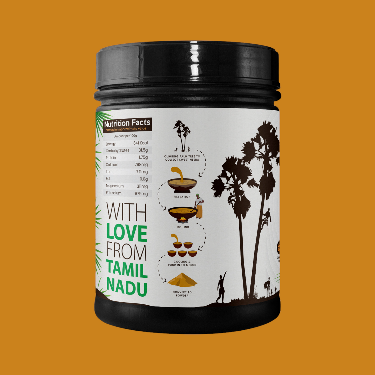 Palm Jaggery Powder Jar - Your 100% Natural Sweetener Solution